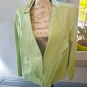 ROMANS 100% Leather Suede Bomber Asymmetrical Jacket- Celery Green- Size 18 W